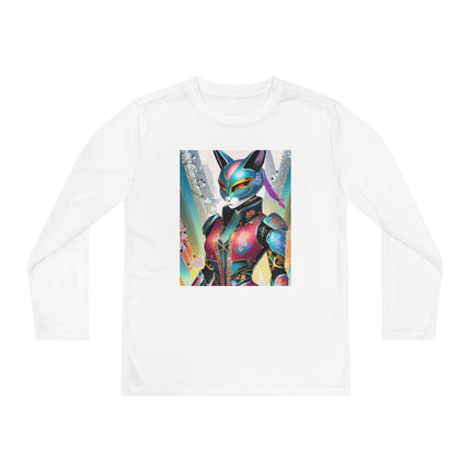 Cyberpunk Chic Youth Long Sleeve Competitor Tee – Holographic Style & Futuristic Adventure