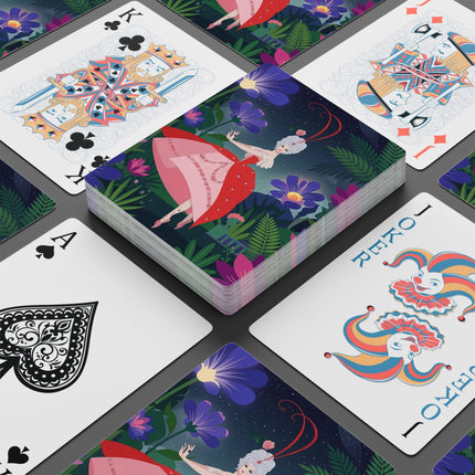 🌙🌺 Moonlight Waltz Among The Blossoms Playing Cards – Art Deco Floral Enchantment