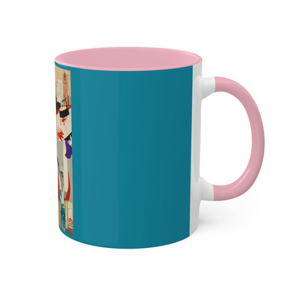 Looking Observant; The Appearance of a Kyoto Waitress of the Meiji Era by Tsukioka Yoshitoshi Colorful Mugs, 11oz