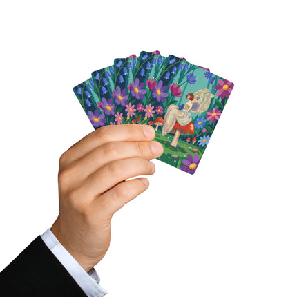 🧚🍄 The Lady Of The Enchanted Mushroom Garden Playing Cards – Art Deco Fairy Garden Fantasy