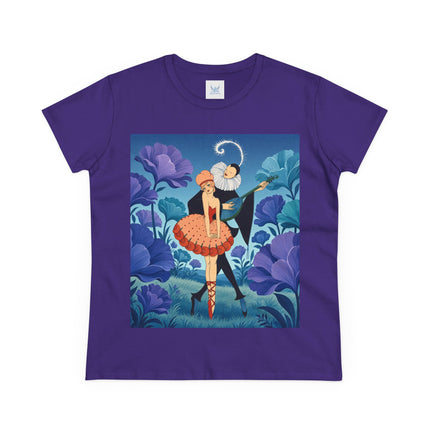 🎭🌺 The Garden Duet Cotton Tee – Art Deco Musical Whimsy