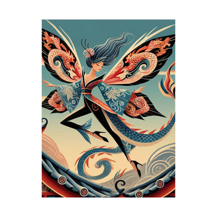 🐉🧚 Dragon Fairy of the Temple Matte Vertical Poster – Mystical Power & Ancient Elegance