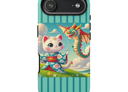 Geisha Kitten and the Dragon Kite Phone Cases