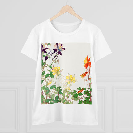 Aquilegia Flowers by Tanigami Kônan Women's Midweight Cotton Tee