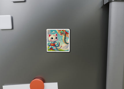 Geisha Kitten and the Dragon Kite Die-Cut Magnets (5 Sizes)