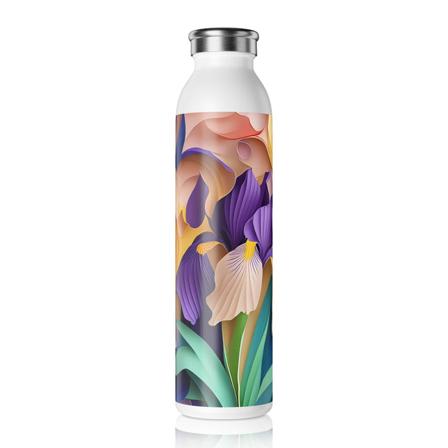 The Elegant Iris Flower Slim Water Bottle