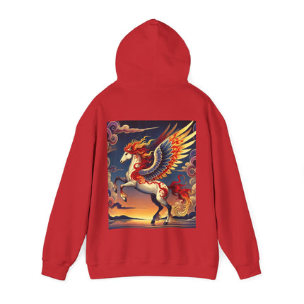 Flame-Winged Horse at Sunset – Heavy Blend™ Hooded Sweatshirt