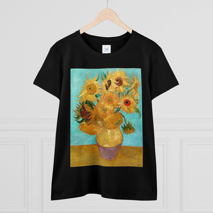 Vase with Twelve Sunflowers by Vincent van Gogh Women's Midweight Cotton Tee