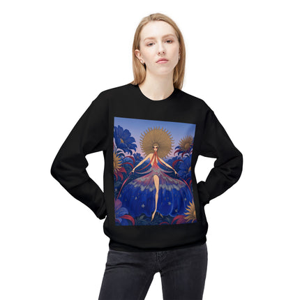 🌞🌸 The Celestial Blossom Garden Dancer Midweight Crewneck Sweatshirt – Art Deco Floral Fantasy