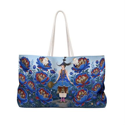 💙🌺 The Sapphire Blossom Garden Dancer Weekender Bag – Art Deco Fashion Fantasy
