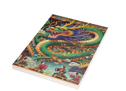 Tibetan Dragon Over Kabuki Duel Postcards (envelopes included) - Bundles of 10, 30, 50 Pieces