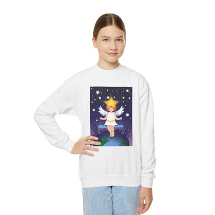 Celestial Magic Youth Crewneck Sweatshirt – Dreamy Night Sky & Angelic Wonder