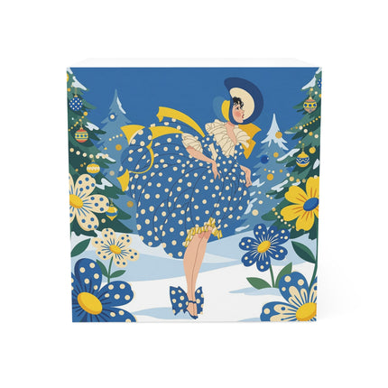 💙🎄 The Bluebell Christmas Promenade Note Cube – Art Deco Holiday Elegance