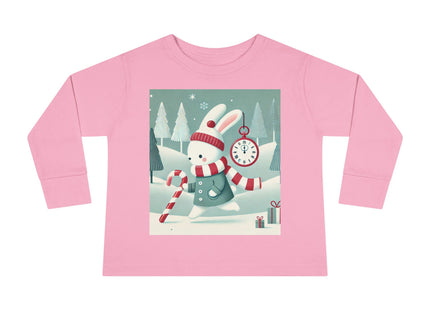 Candy Cane Timekeeper Bunny Toddler Long Sleeve Tee