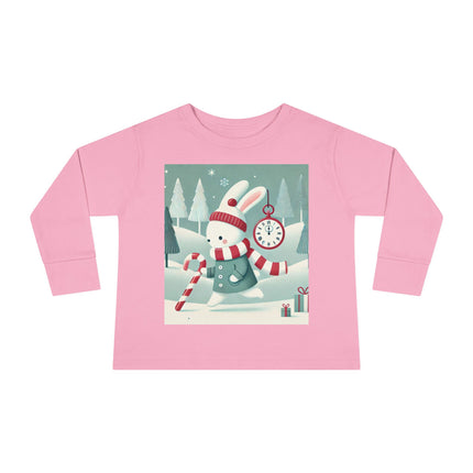 Candy Cane Timekeeper Bunny Toddler Long Sleeve Tee
