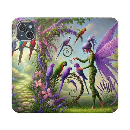 🧚🦜 Lavender-Winged Fairy Flip Case – Dreamy Elegance & Spring Whimsy