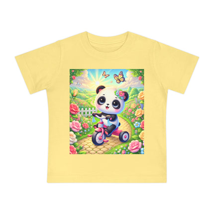 Panda’s Garden Ride Baby T-Shirt – Playful Adventure in Bloom