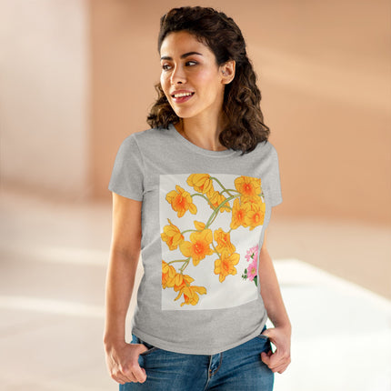 Golden Bow Orchid Women's Midweight Cotton Tee