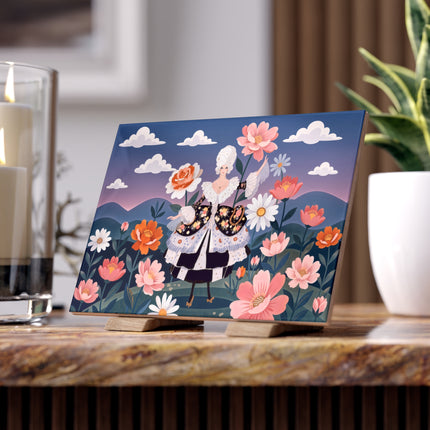 🌸🎀 The Grand Floral Promenade Ceramic Tile – Art Deco Fashion Fantasy