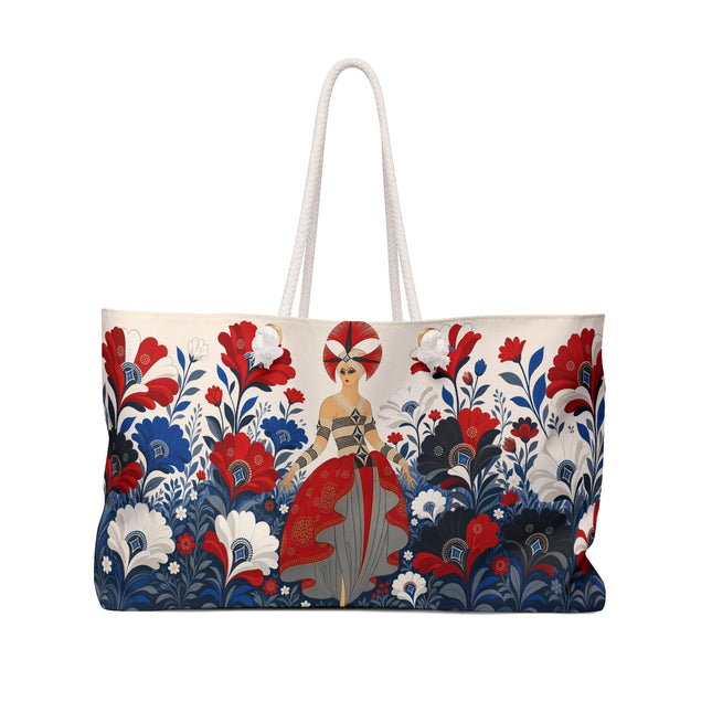 🦚🌺 The Enchanted Peacock Blossom Dancer Weekender Bag – Art Deco Floral Fantasy