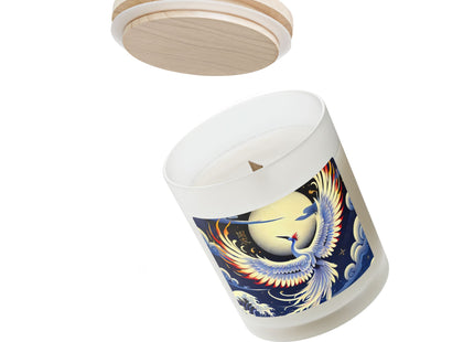 Majestic White Crane Frosted Glass Candle, 11oz