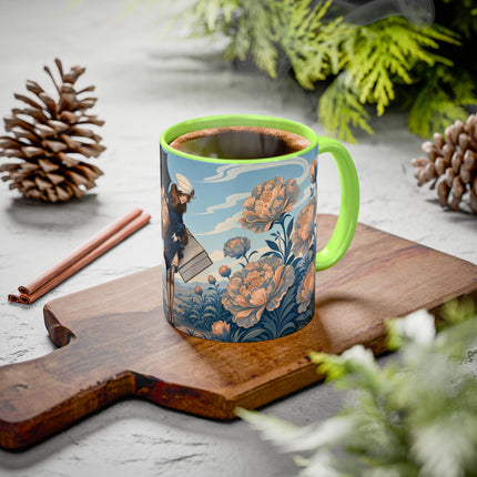 ☔🌸 The Grand Floral Journey Colorful Mug – Art Deco Travel Elegance