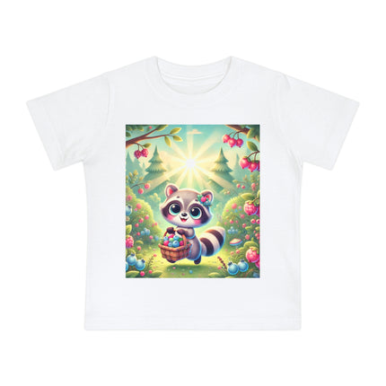 Raccoon’s Berry Basket Baby T-Shirt – Sweet Woodland Charm & Sunny Adventures