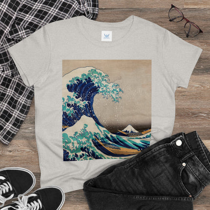 The Great Wave off Kanagawa by Katsushika Hokusai Women's Midweight Cotton Tee