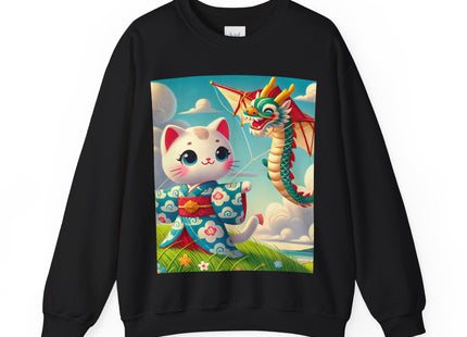Geisha Kitten and the Dragon Kite Heavy Blend™ Crewneck Sweatshirt