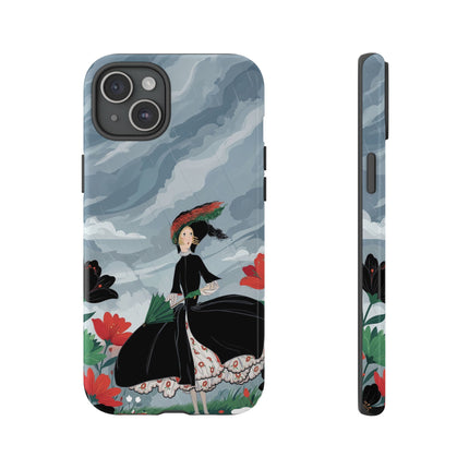 🌧️🌺 The Stormy Flower Walk Phone Case – Art Deco Floral Fashion