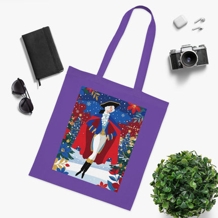🎄🎭 The Christmas Masquerade Lady Cotton Tote Bag – Art Deco Holiday Glamour