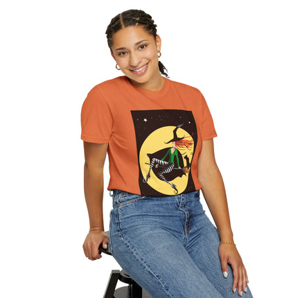 A Witch’s Moonlit Flight Unisex Garment-Dyed T-shirt