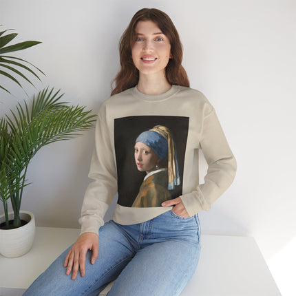Girl with a Pearl Earring by Johannes Vermeer Heavy Blend™ Crewneck Sweatshirt