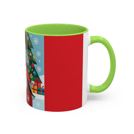 ❤️ The Lady Of The Crimson Scarf Colorful Mug – Art Deco Christmas Elegance