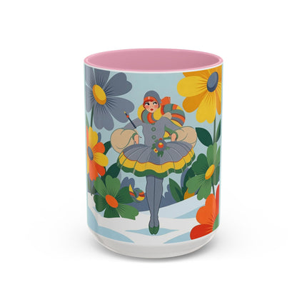 ❄️🌼 The Winter Flower Wanderer Colorful Mug – Colorful Art Deco Snow Fantasy