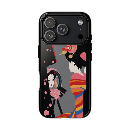 Geisha Mirror Phone Case – Elegant Reflection & Timeless Beauty