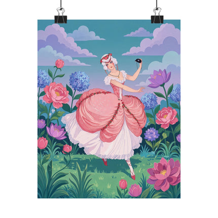 🎭🌸 The Lady Of The Garden Masquerade Matte Vertical Poster – Art Deco Fashion Illustration