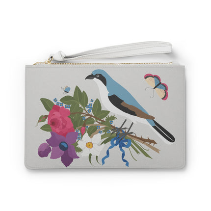 Bluebird & Butterfly Clutch Bag – Elegant Charm & Springtime Grace