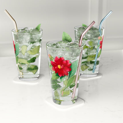 Dahlia Botanical Illustration by Pierre-Joseph Redouté Glass, 16oz