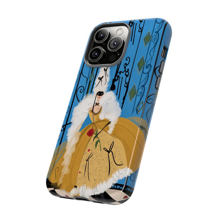 🎭🌹 The Lady At The Masquerade Gates Phone Case – Art Deco Fashion Illustration