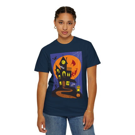 Halloween Night at the Haunted House Unisex Garment-Dyed T-shirt
