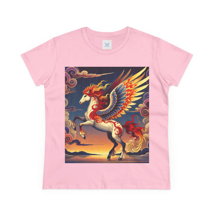 Flame-Winged Horse at Sunset Cotton Tee