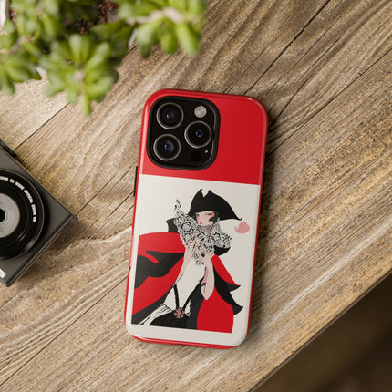 Crimson Masquerade Phone Case – Dramatic Grace & Bold Elegance
