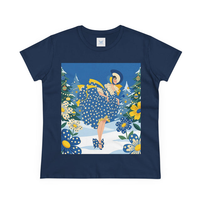 ❄️💙 The Bluebell Christmas Promenade Cotton Tee – Art Deco Holiday Elegance