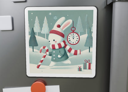 Candy Cane Timekeeper Bunny Die-Cut Magnets (5 Sizes)