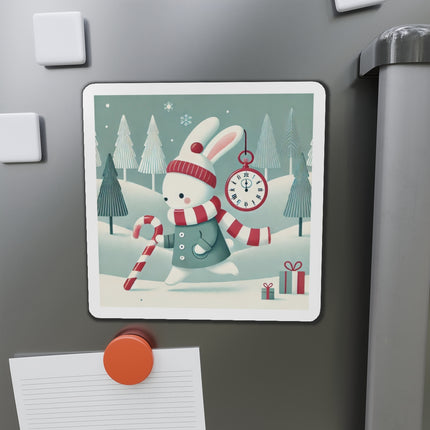 Candy Cane Timekeeper Bunny Die-Cut Magnets (5 Sizes)