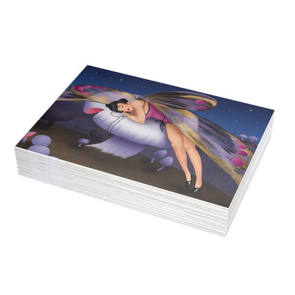 Slumbering Fairy on a Mushroom Greeting Cards (1, 10, 30, and 50pcs)