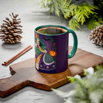 🎭🎃 The Masquerade Beneath The Pumpkin Lantern Colorful Mug – Theatrical Halloween Charm