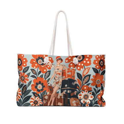 🧳🌼 The Grand Floral Voyage Weekender Bag – Art Deco Travel Elegance