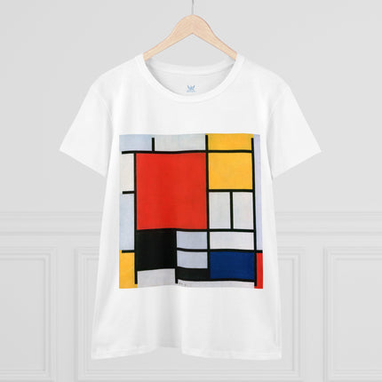 Composition with Red, Yellow, Blue, and Black by Piet Mondrian Women's Midweight Cotton Tee